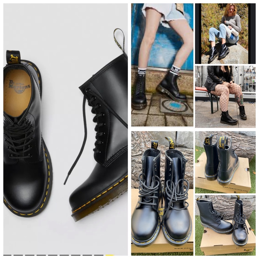 Dr. Martens SMOOTH LEATHER LACE UP BOOTS. Black